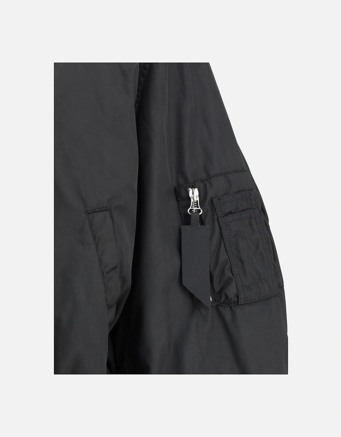 Nylon Bomber Jacket with Front Zipper and Pockets Women - Black
