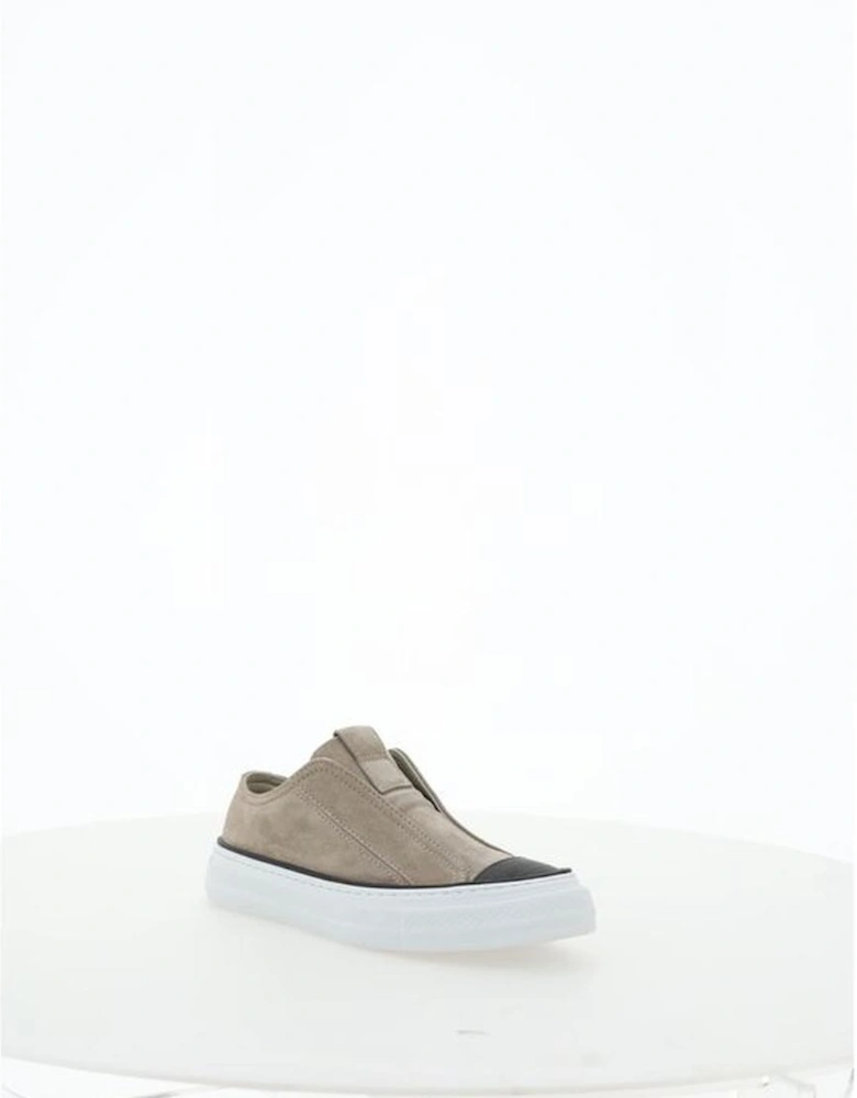 Leather Slip-On Sneakers with Jewel Embellishments Women - Brown