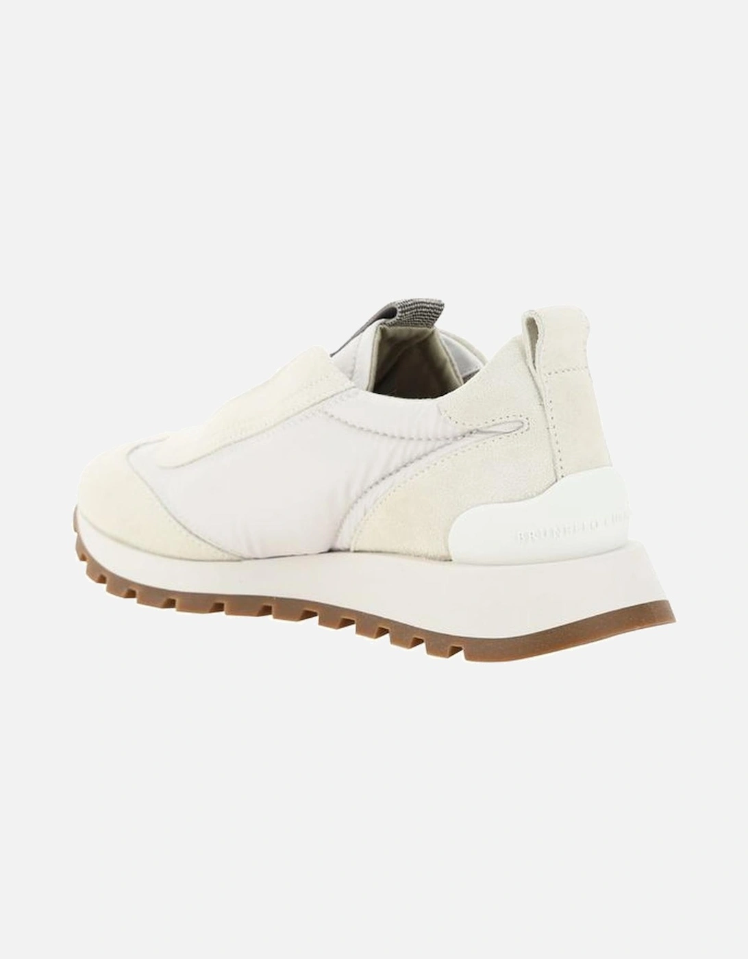 Slip-On Sneakers with Jewels and Suede Details Women - White