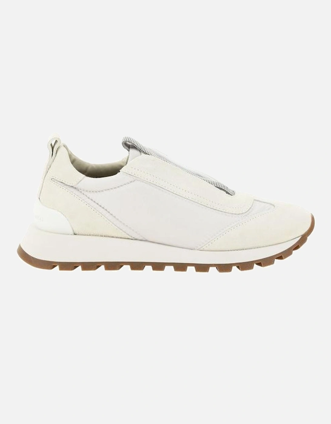 Slip-On Sneakers with Jewels and Suede Details Women - White, 5 of 4