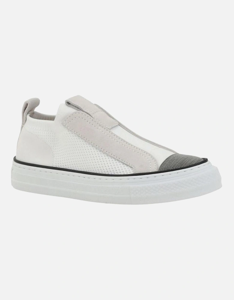 Elegant Jewel Embellished Round Toe Sneakers Women - White