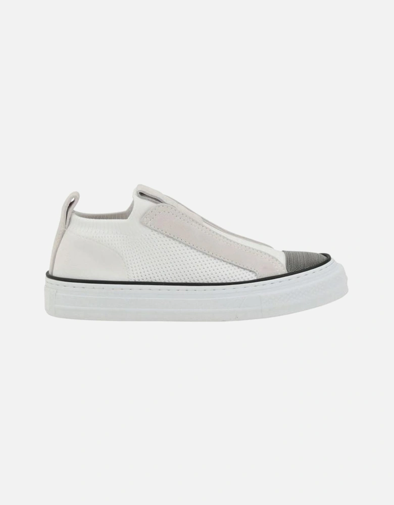 Elegant Jewel Embellished Round Toe Sneakers Women - White