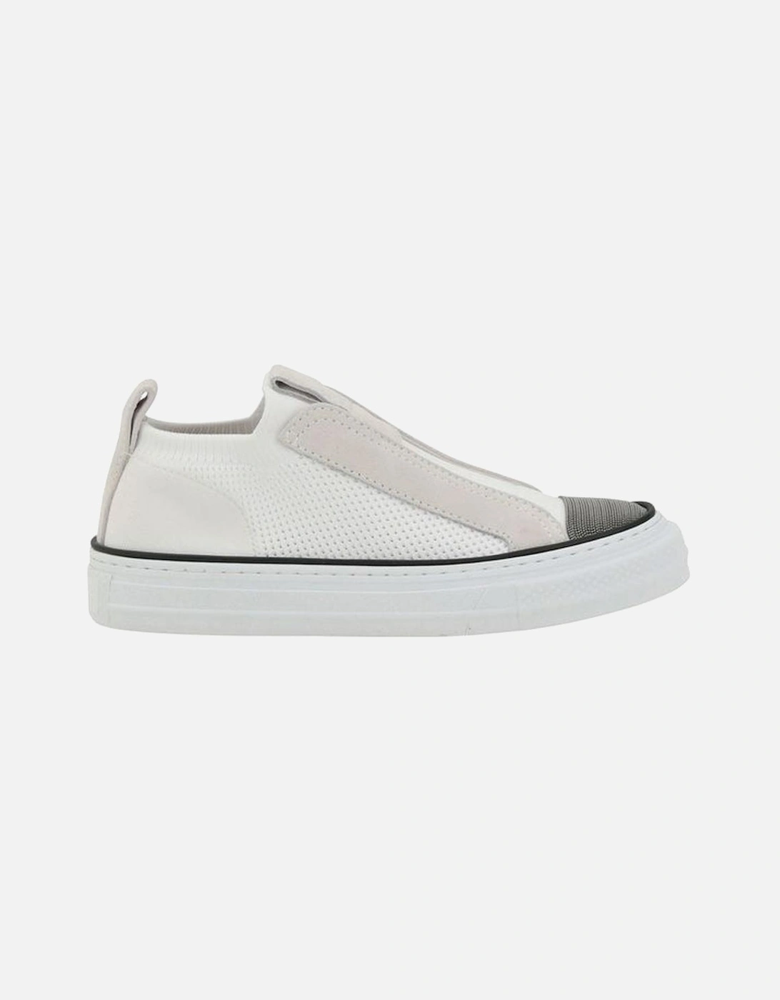 Elegant Jewel Embellished Round Toe Sneakers Women - White, 5 of 4