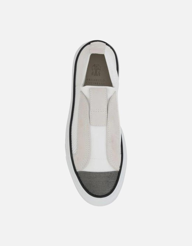 Elegant Jewel Embellished Round Toe Sneakers Women - White