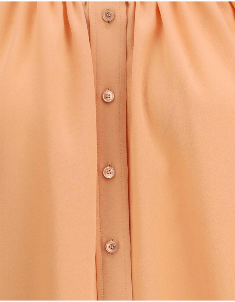 Silk Shirt with Rounded Neckline and Button Closure Women - Multicolor