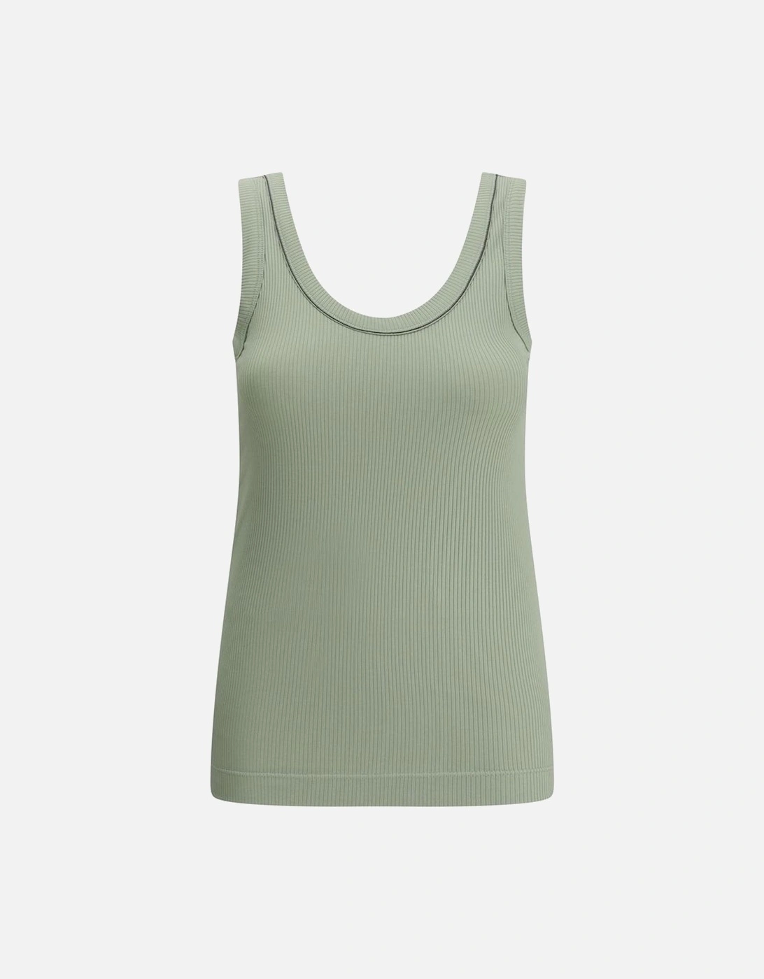 Ribbed Cotton Top with Embroidered Monile Detailing Women - Green, 4 of 3