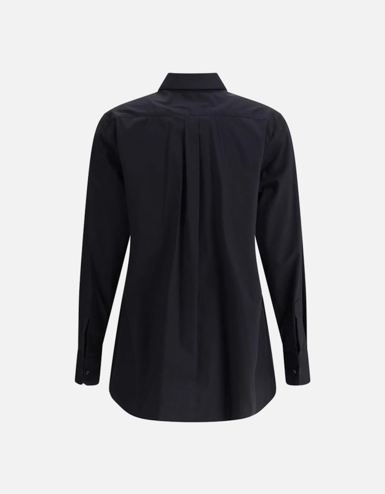 Elegant Lace Insert Classic Collar Shirt Women - Black