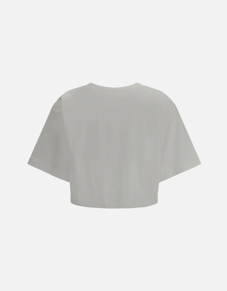 Cropped Ribbed Crew Neck T-Shirt with Signature Stitching Women -