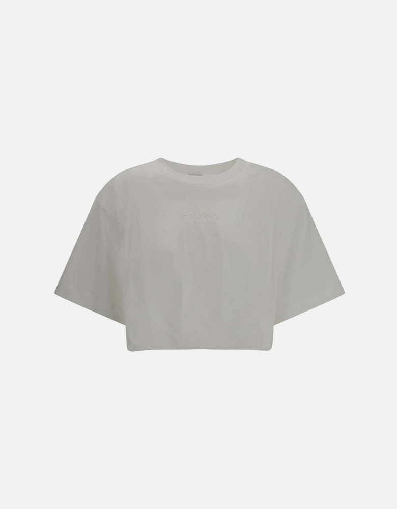 Cropped Ribbed Crew Neck T-Shirt with Signature Stitching Women -