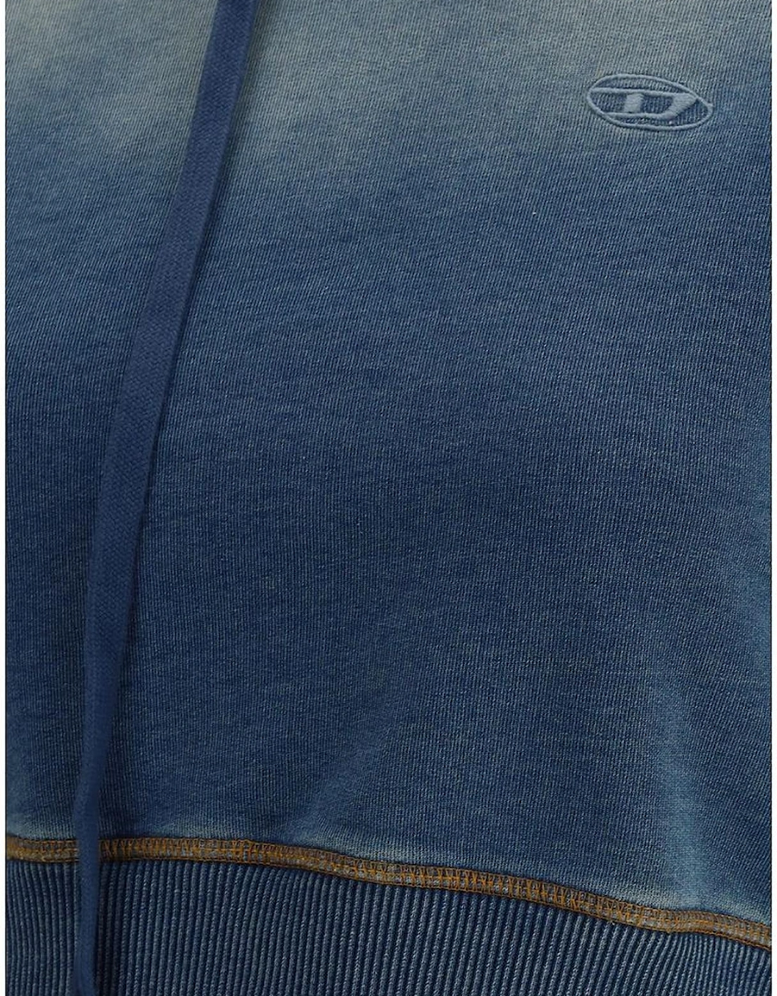 Cropped Cotton Hoodie with Embroidered Oval Logo Women - Blue Sweaters
