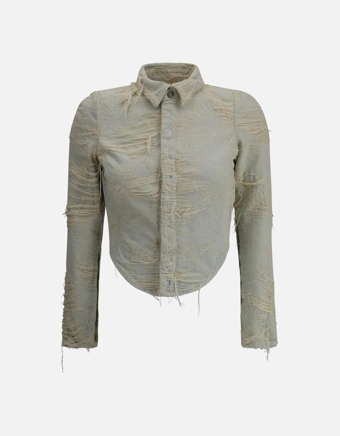 Cotton Denim Jacquard Weave Slim Fit Shirt Women - Light Blue, 4 of 3