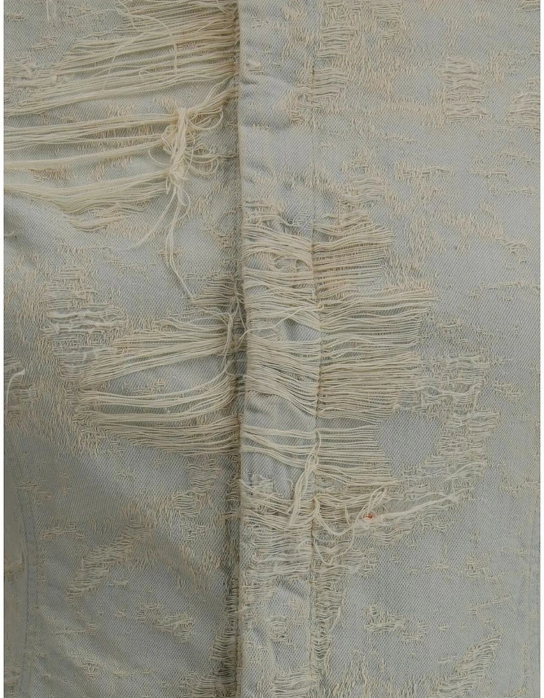 Cotton Denim Jacquard Weave Slim Fit Shirt Women - Light Blue