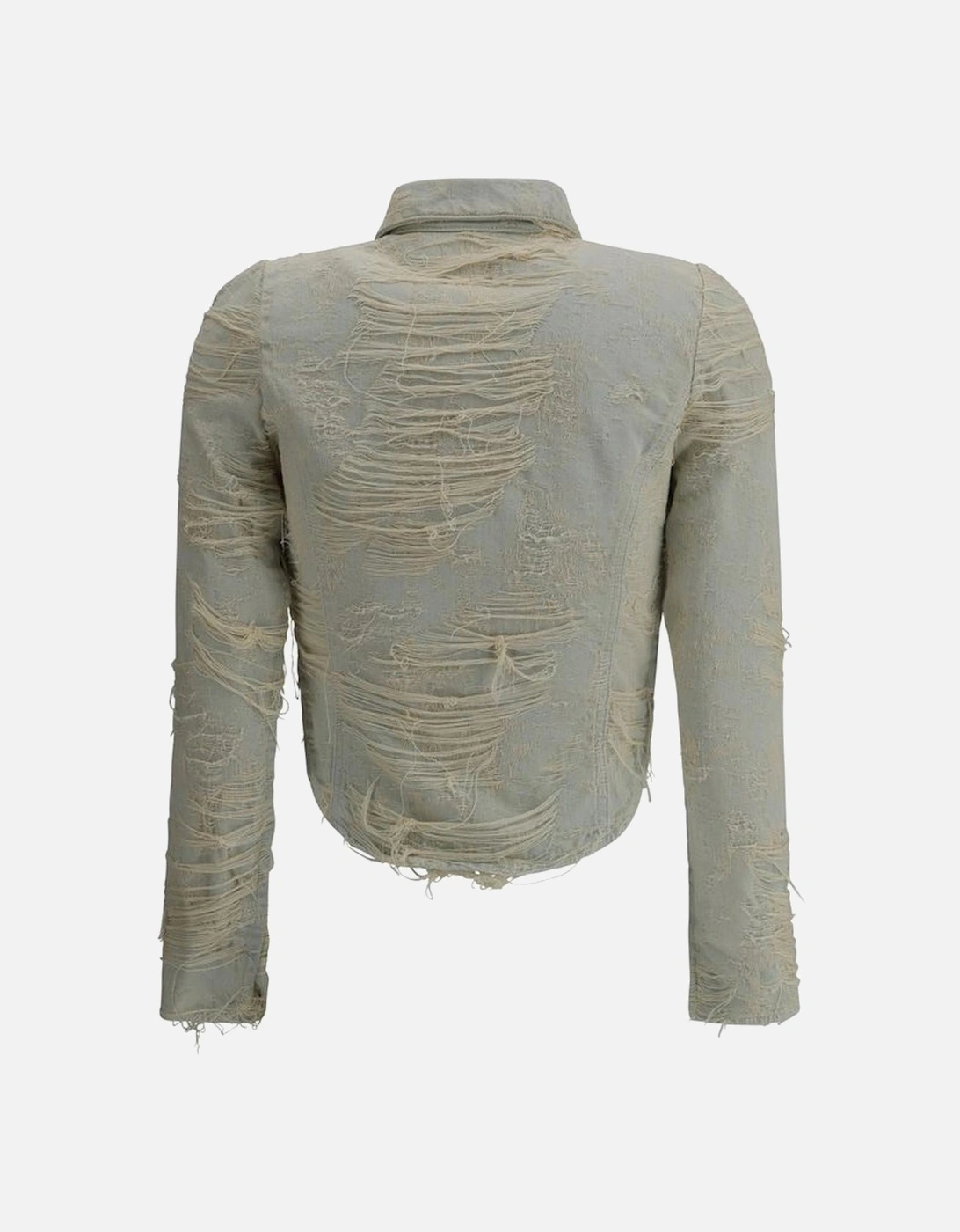 Cotton Denim Jacquard Weave Slim Fit Shirt Women - Light Blue