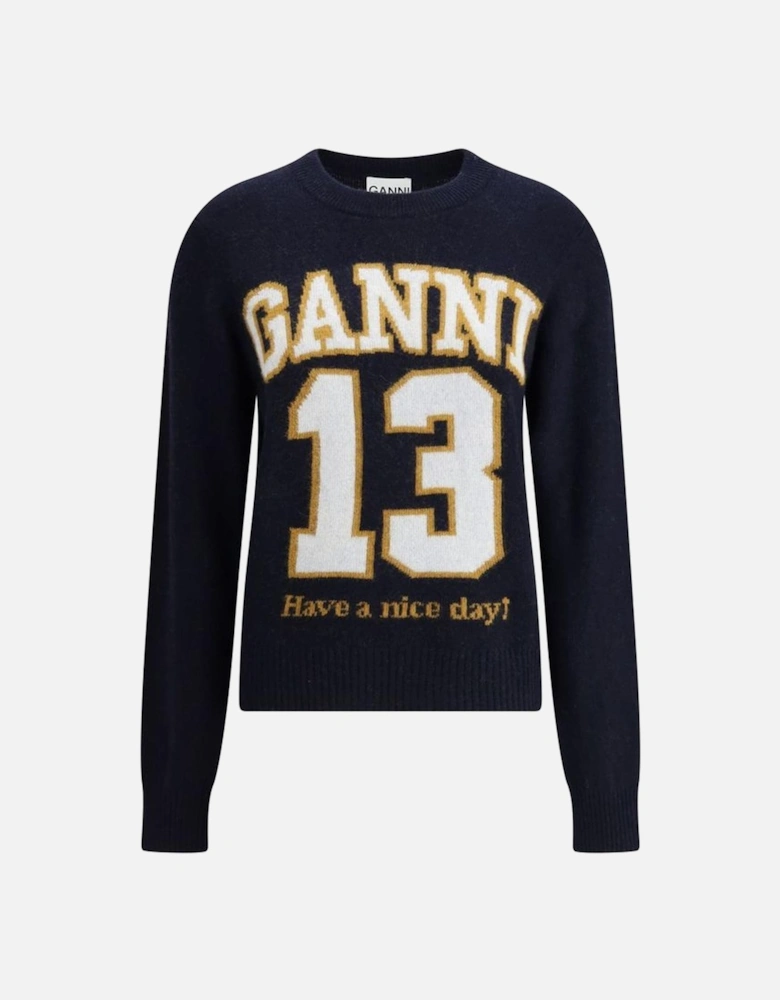 Baseball Sweater with Graphic Signature Women - Blue