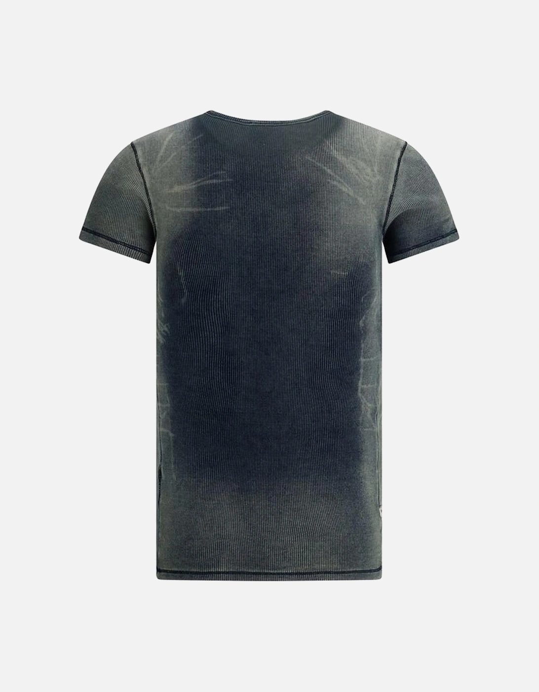 Cotton T-Shirt with Ribbed Crew Neck and Speckled Effect Women - Blue