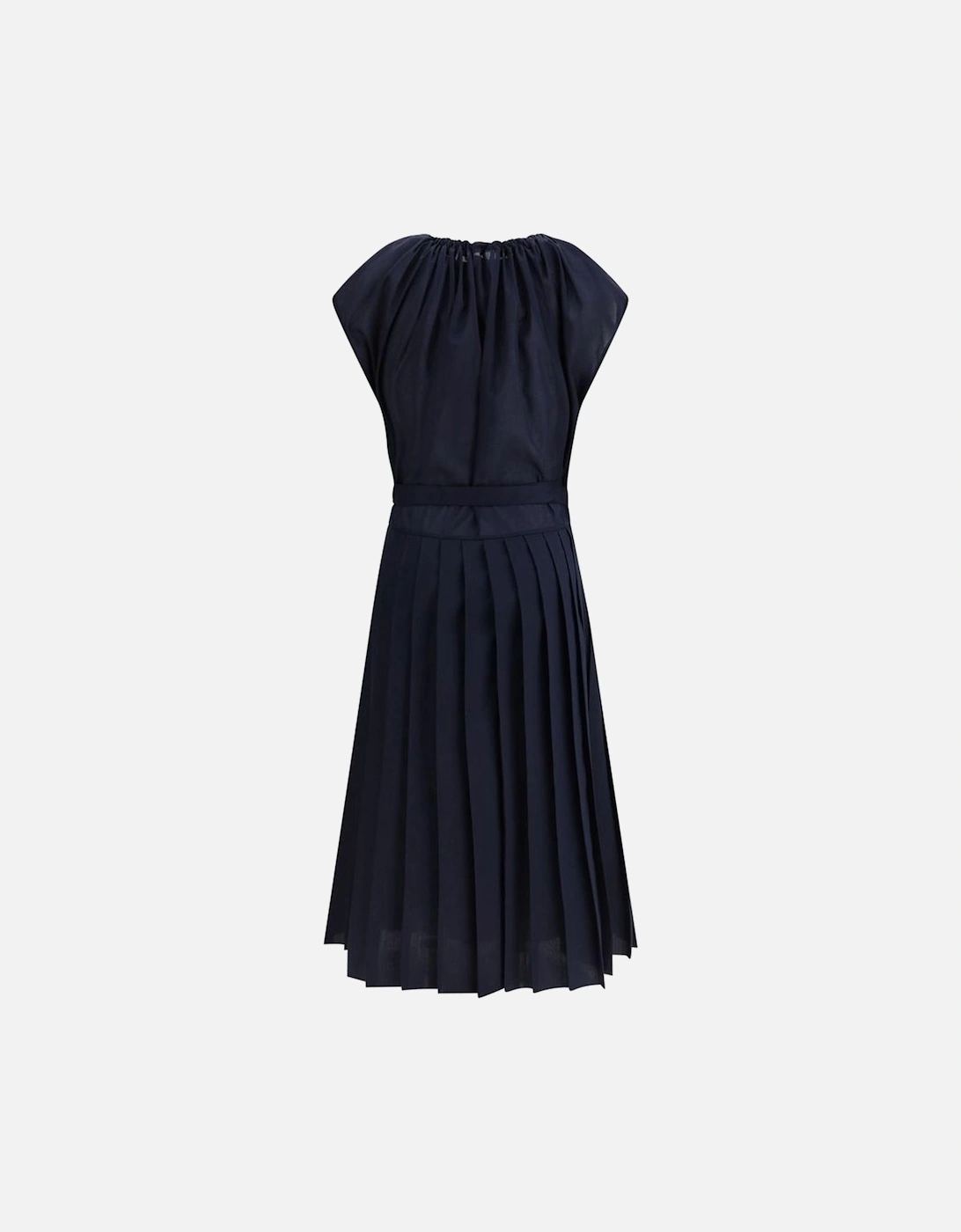 Muslin Midi Dress with Ruffle Neckline Women - Blue Dresses