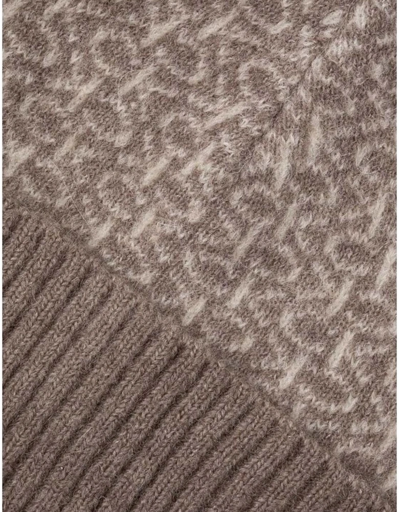 Monogram Fold Turn Up Beanie Women - Beige Hats