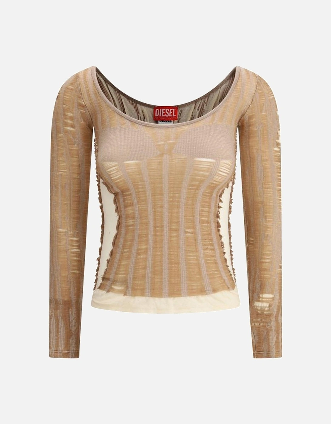 Seamless Jacquard Pattern Long Sleeve Sweater Women - Brown T-Shirts, 4 of 3