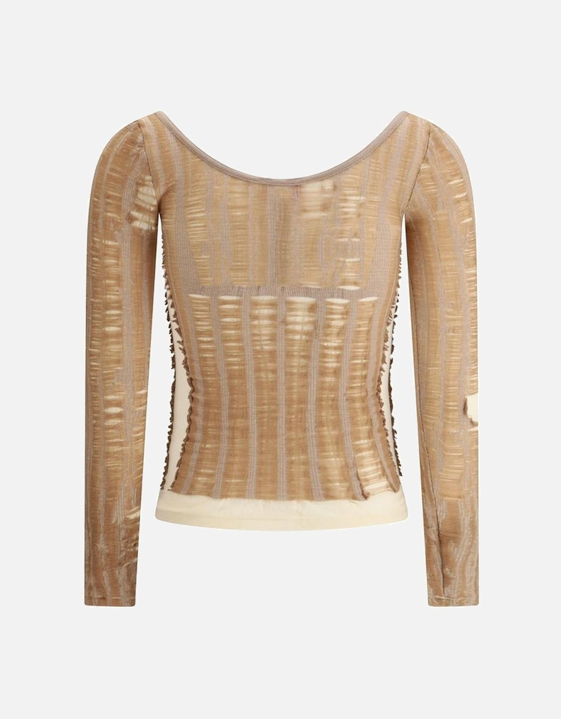 Seamless Jacquard Pattern Long Sleeve Sweater Women - Brown T-Shirts