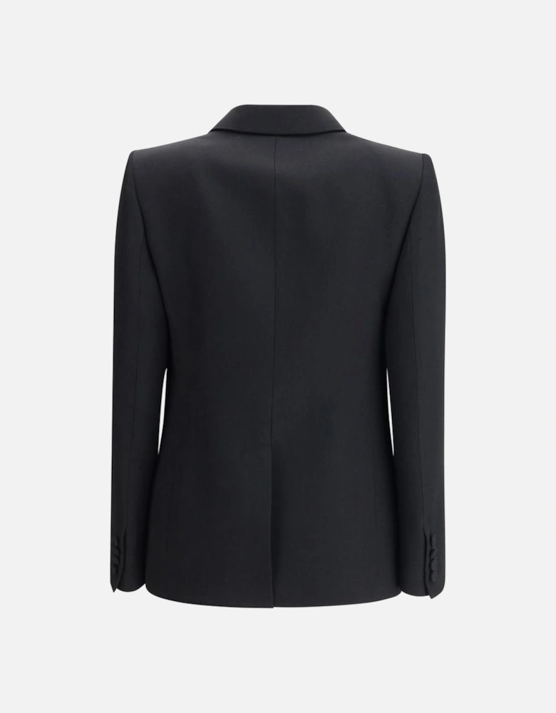 Double-Breasted Wide Lapel Blazer with Patch Pockets Women - Black