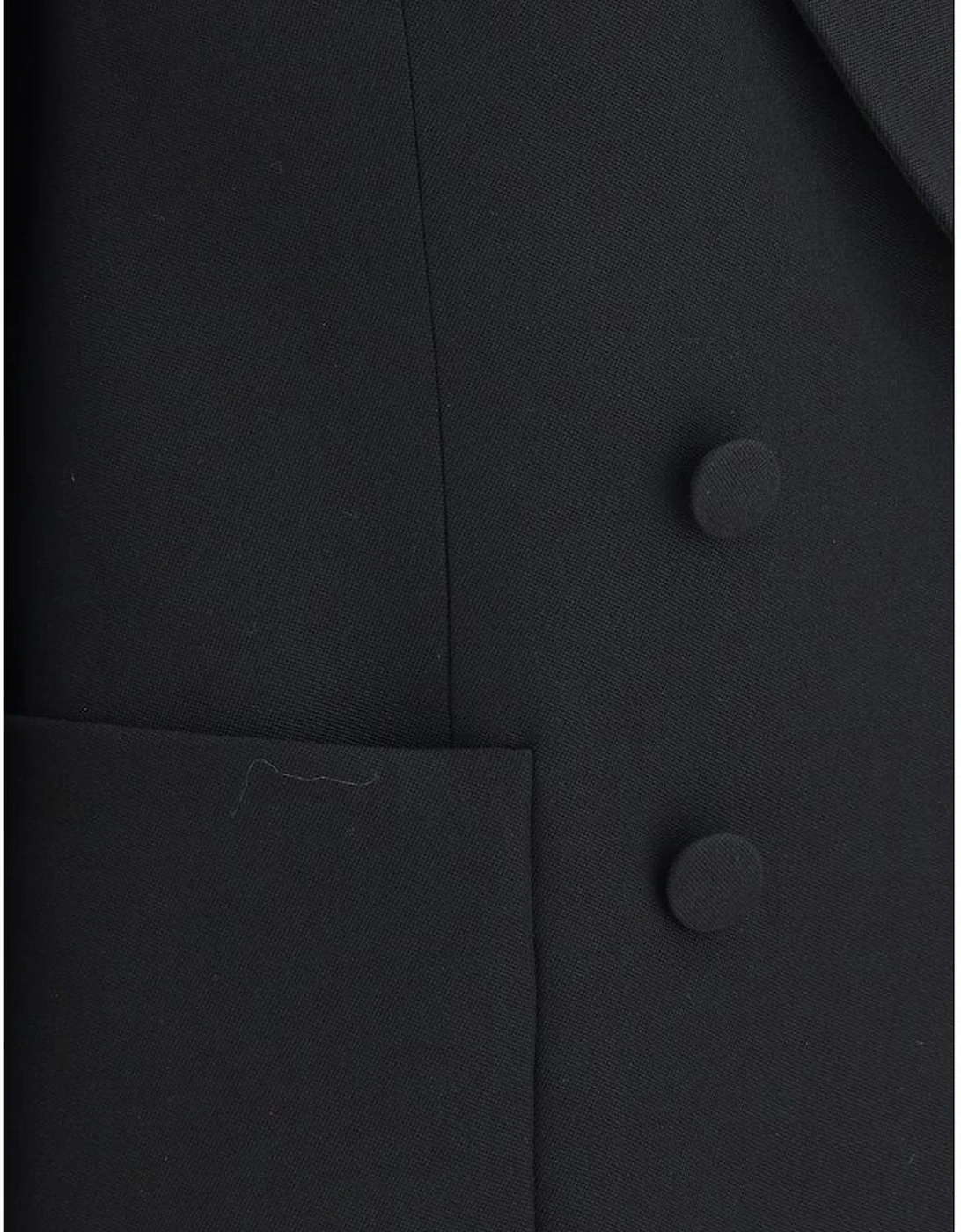 Double-Breasted Wide Lapel Blazer with Patch Pockets Women - Black