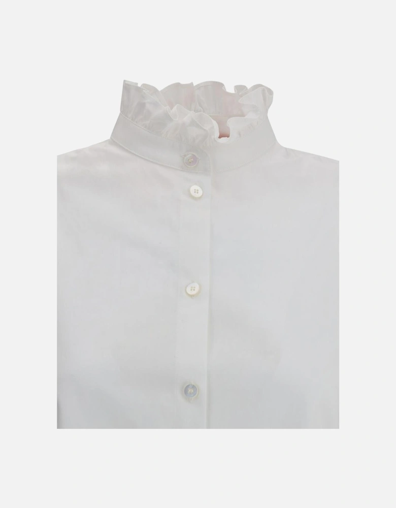 Mother-of-Pearl Button Ruffle Cuff Shirt Women - White