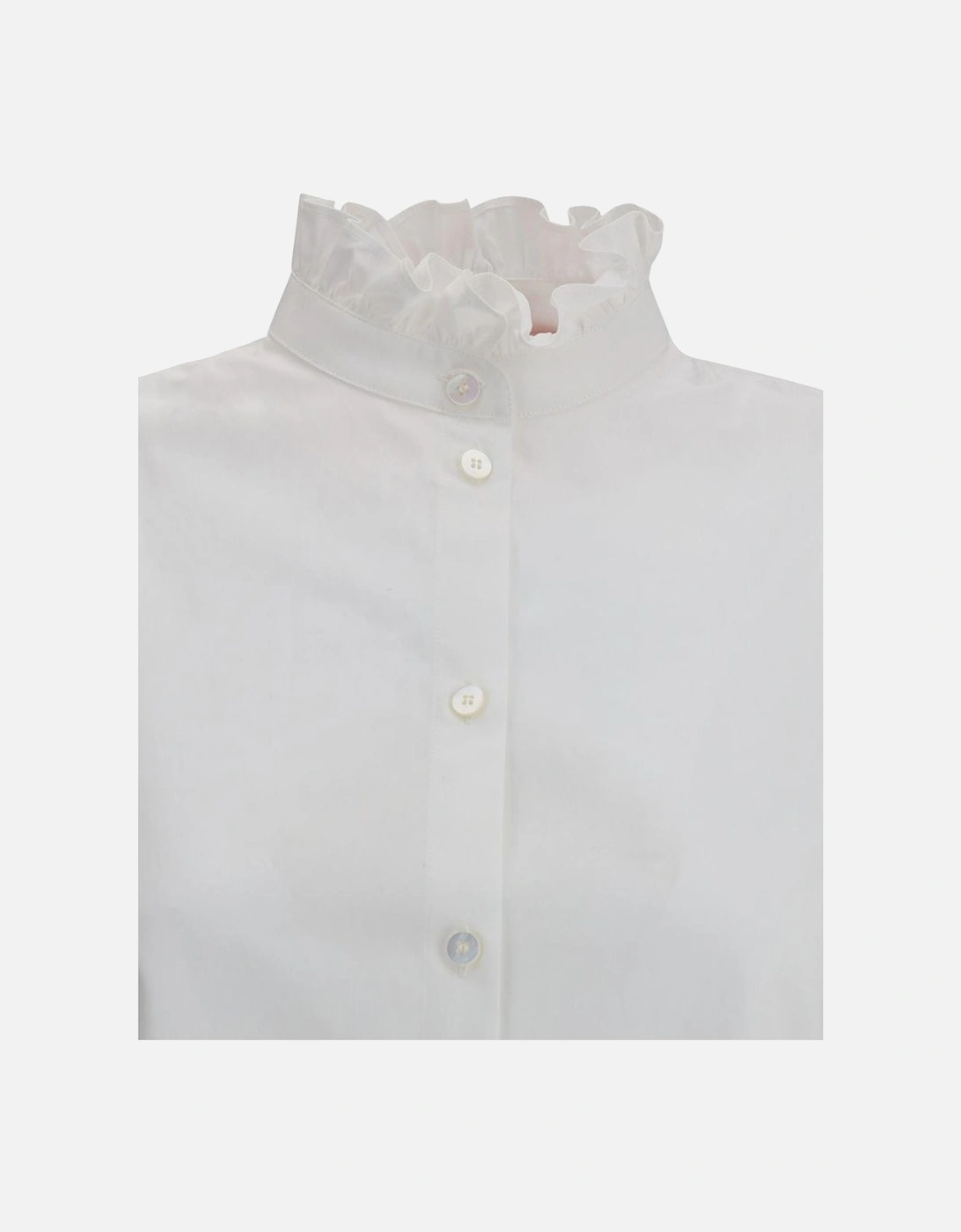 Mother-of-Pearl Button Ruffle Cuff Shirt Women - White