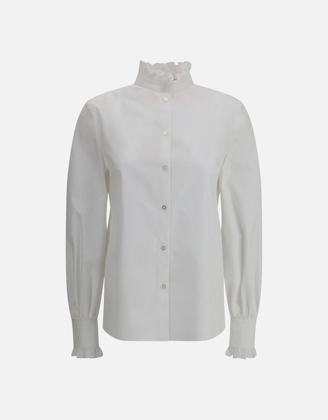 Mother-of-Pearl Button Ruffle Cuff Shirt Women - White, 4 of 3