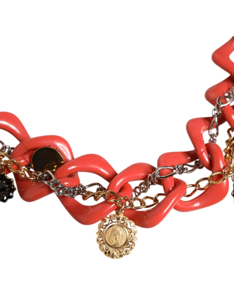 Embellished Brass Chain Belt Necklace Women - Multicolor