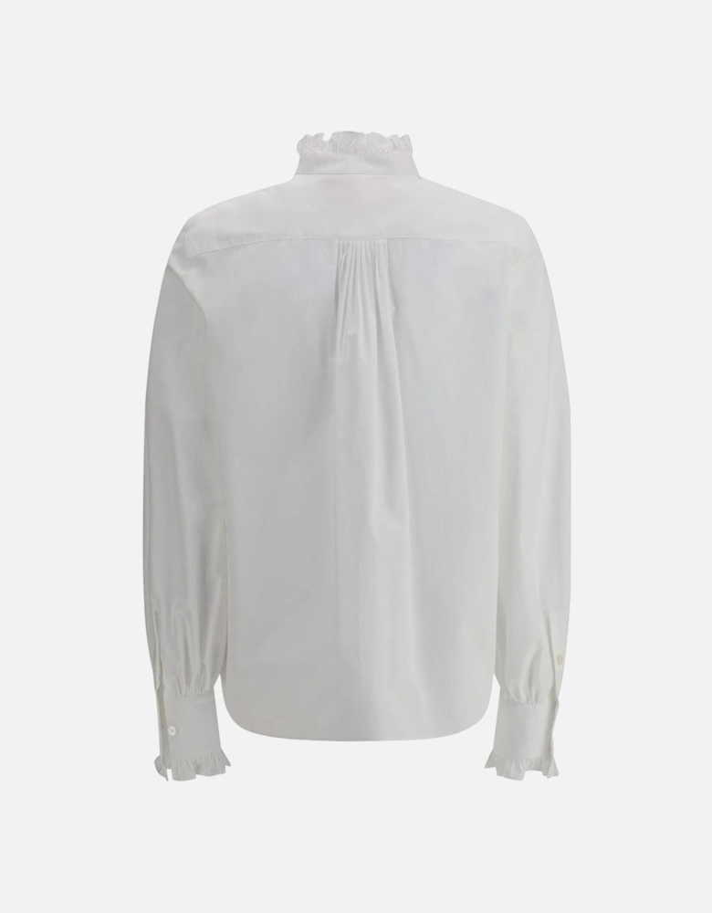 Mother-of-Pearl Button Ruffle Cuff Shirt Women - White