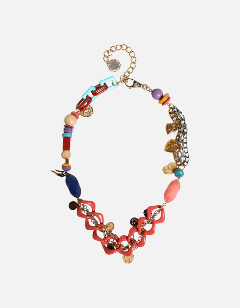 Embellished Brass Chain Belt Necklace Women - Multicolor