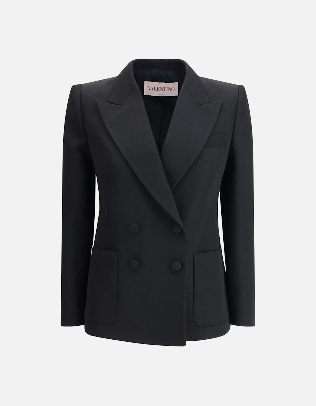 Double-Breasted Wide Lapel Blazer with Patch Pockets Women - Black, 4 of 3