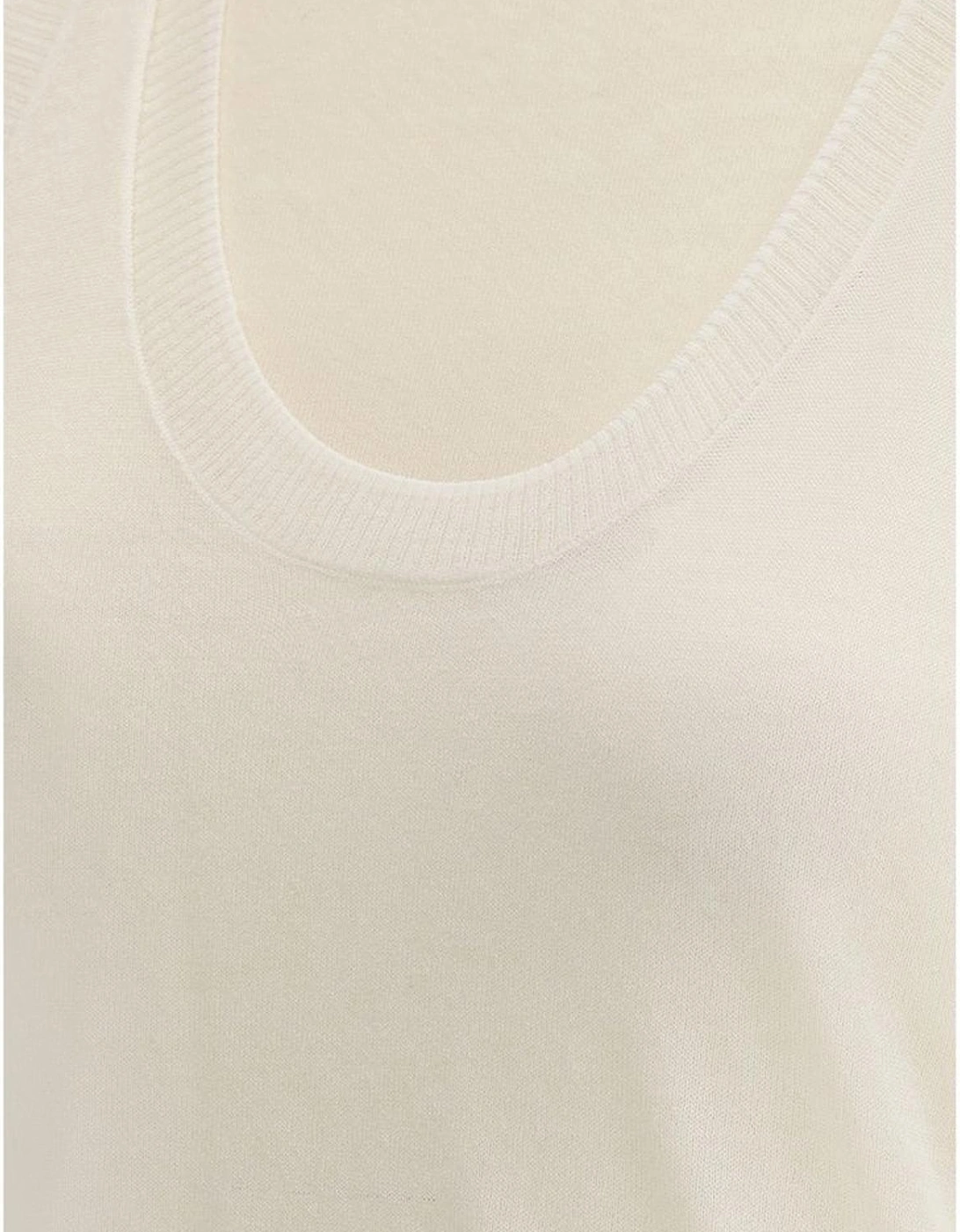 Double-Layer Ribbed Crew Neck Knitted T-Shirt Women - White