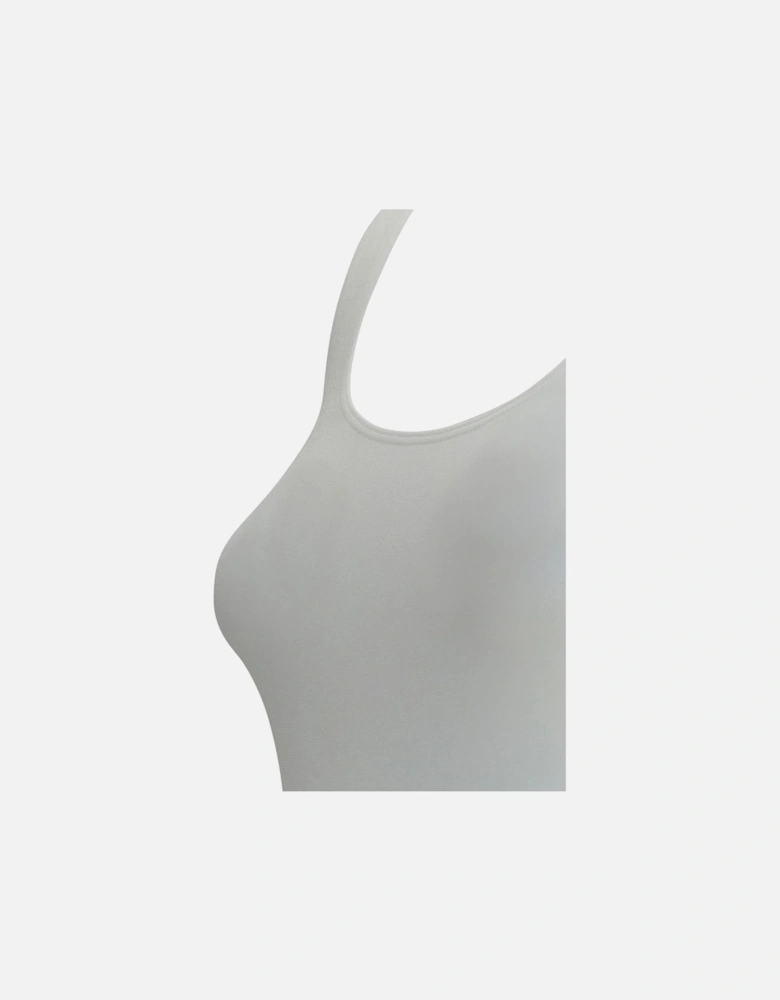 Chic Versatile Sleeveless Bodysuit with Rounded Neckline Women - White