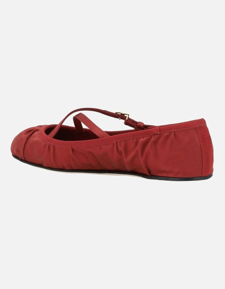 Satin Ballerinas with Crisscross Strap Women - Red Flats