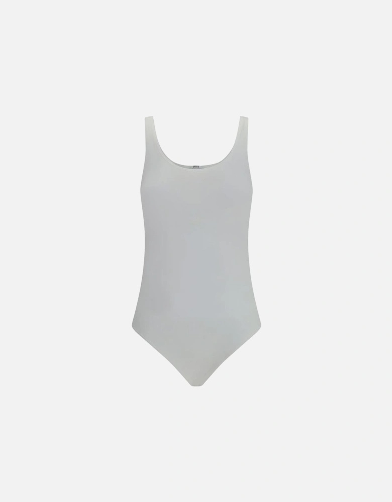 Chic Versatile Sleeveless Bodysuit with Rounded Neckline Women - White