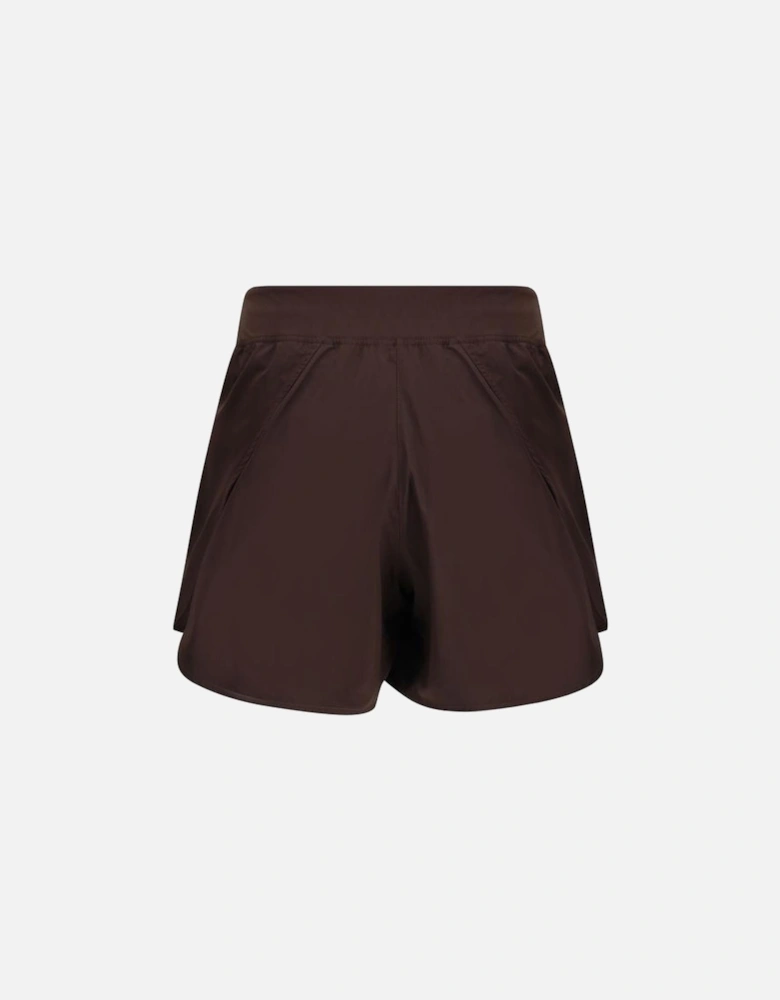 Nylon Sports Shorts with Elasticated Waist Women - Brown