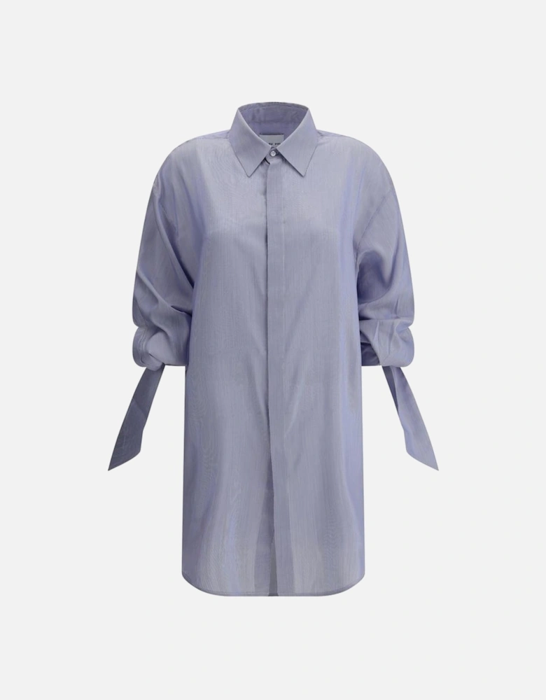Susanna Silk Shirt with Stripes and Ribbon Cuffs Women - Blue