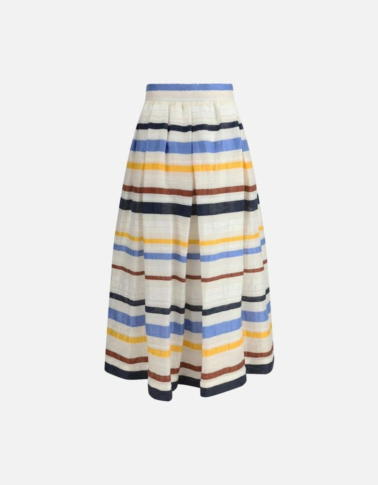 Horizontal Striped Flared Long Skirt Women - Multicolor