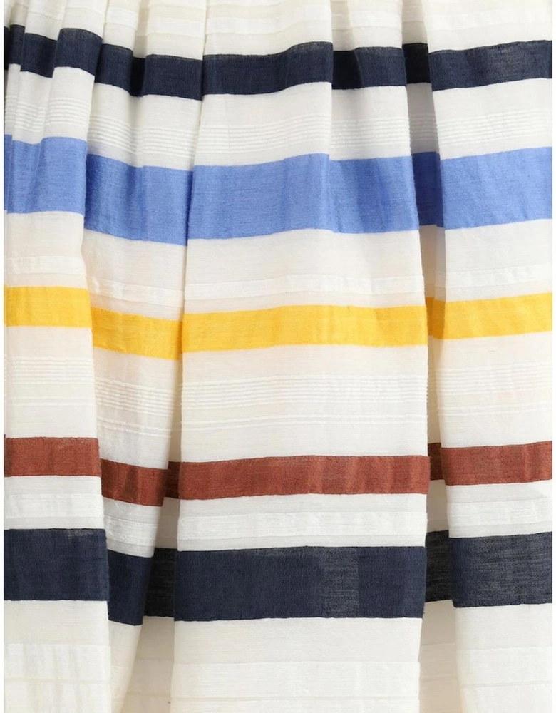 Horizontal Striped Flared Long Skirt Women - Multicolor
