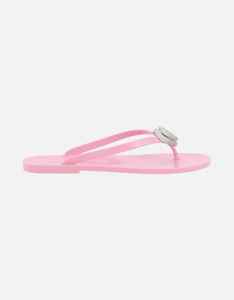 Double Heart Jewel Embellished Flat Sandals Women - Multicolor