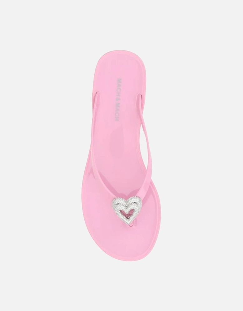 Double Heart Jewel Embellished Flat Sandals Women - Multicolor