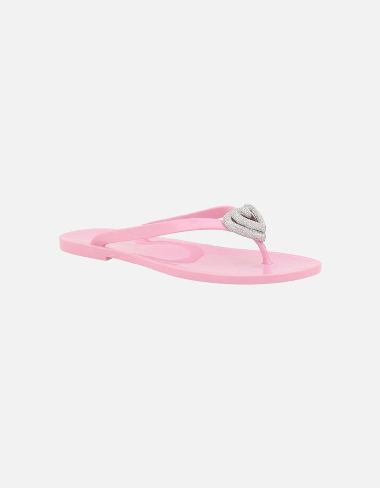 Double Heart Jewel Embellished Flat Sandals Women - Multicolor