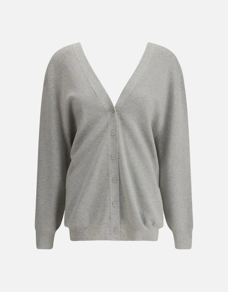 Double Side V Cardigan with Ribbed Edges Women - Gray Sweaters