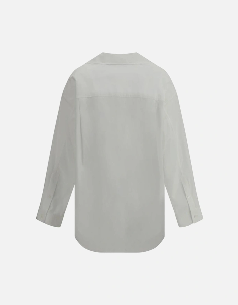 Rhinestone Embellished French Collar Shirt Women - White