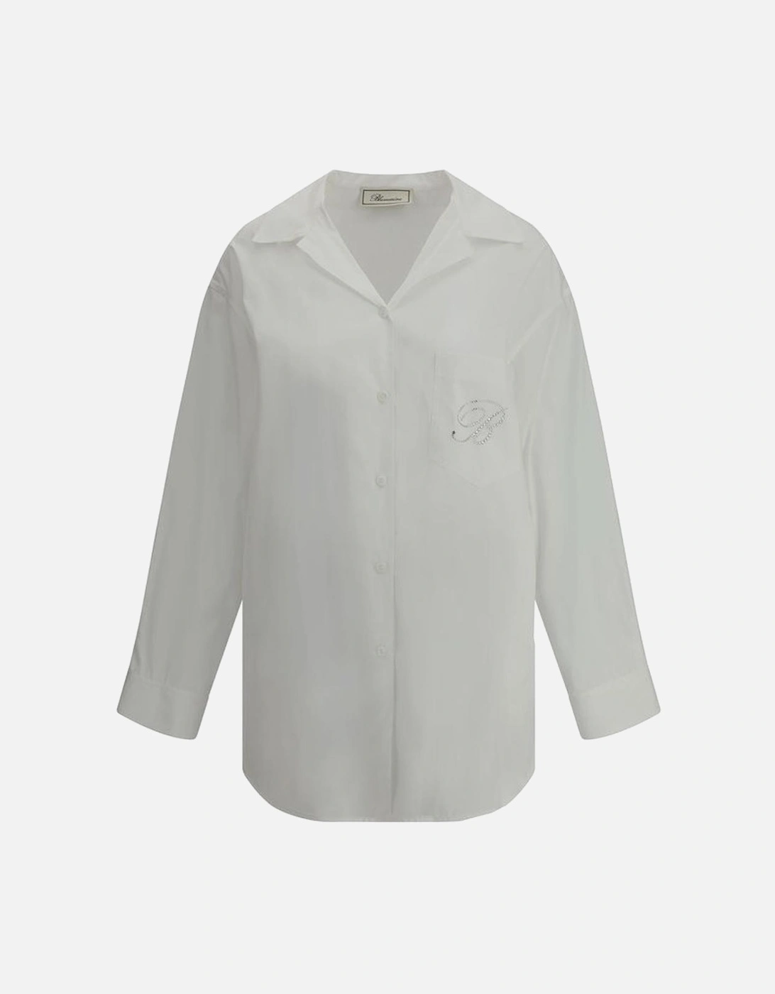 Rhinestone Embellished French Collar Shirt Women - White, 4 of 3