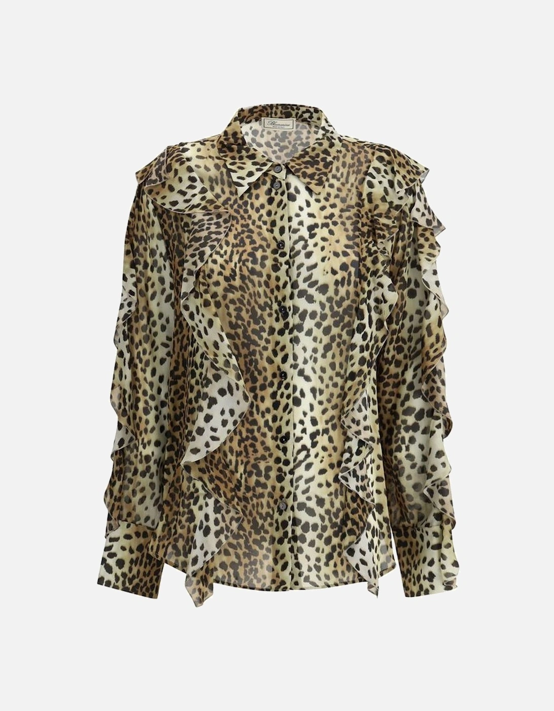 Silk Chiffon Leopard Print Ruffle Shirt Women - Multicolor, 4 of 3