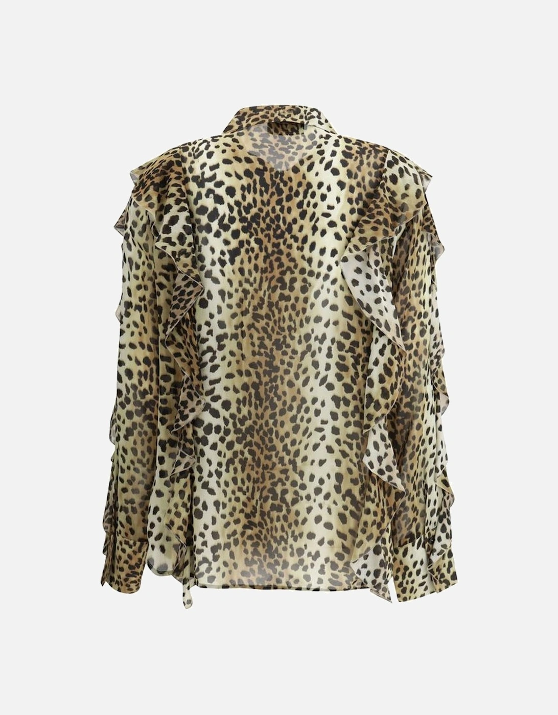 Silk Chiffon Leopard Print Ruffle Shirt Women - Multicolor