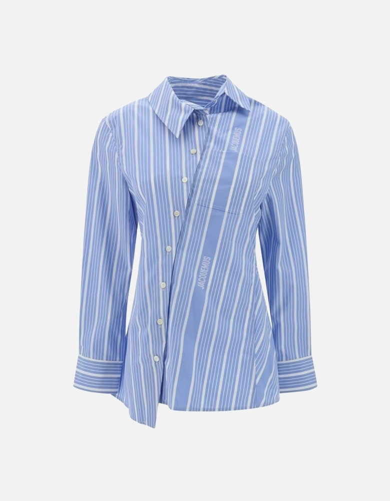 La Chemise Pablo Asymmetrical Striped Shirt Women - Light Blue