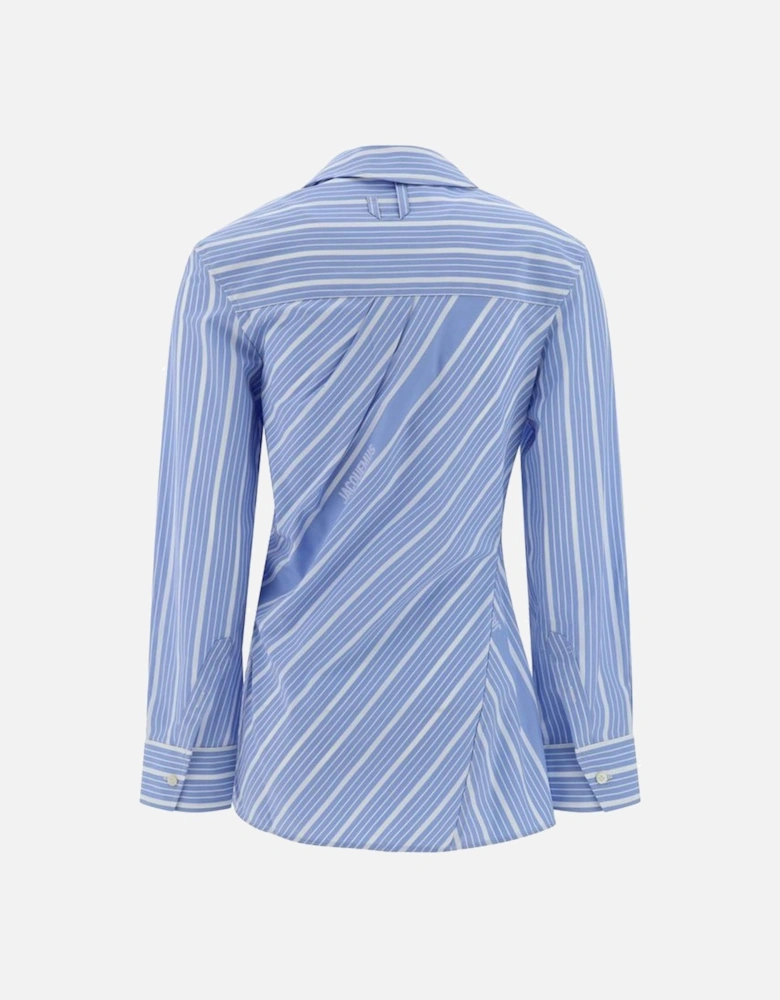La Chemise Pablo Asymmetrical Striped Shirt Women - Light Blue